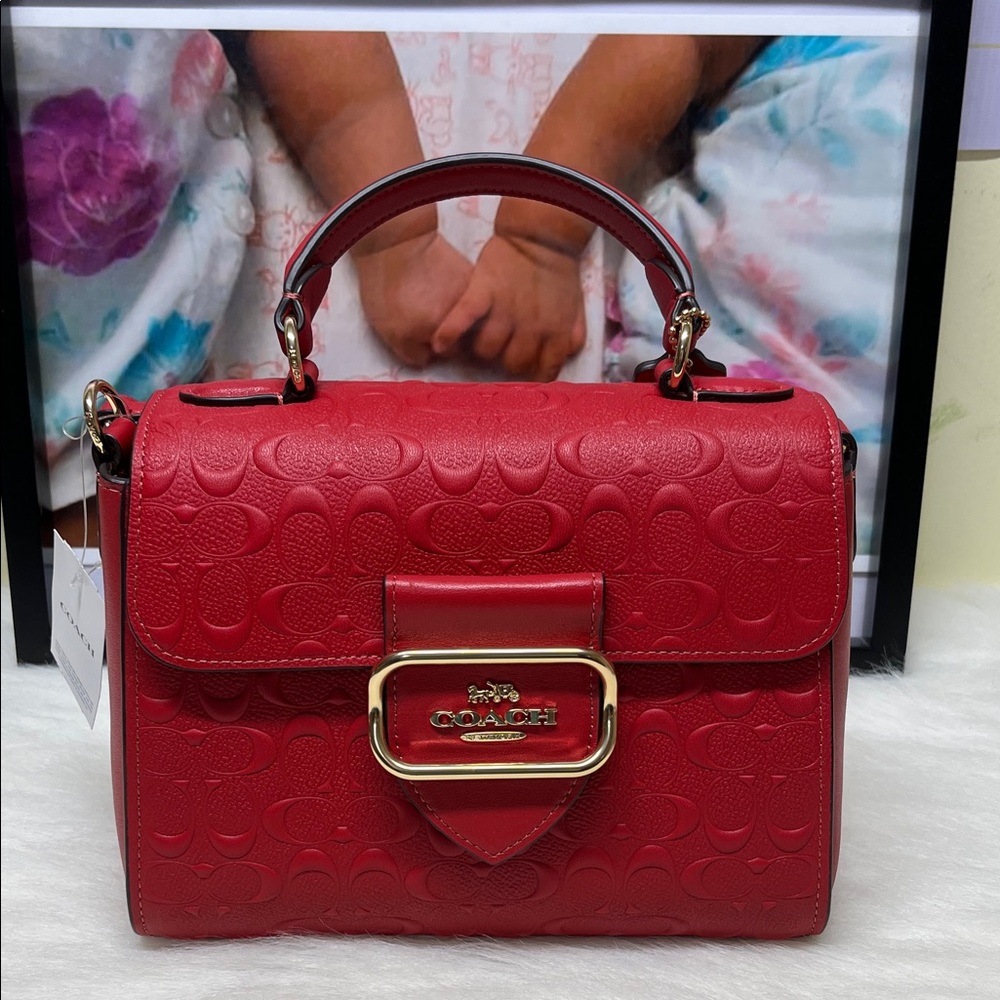 Coach Red Embossed Satchel